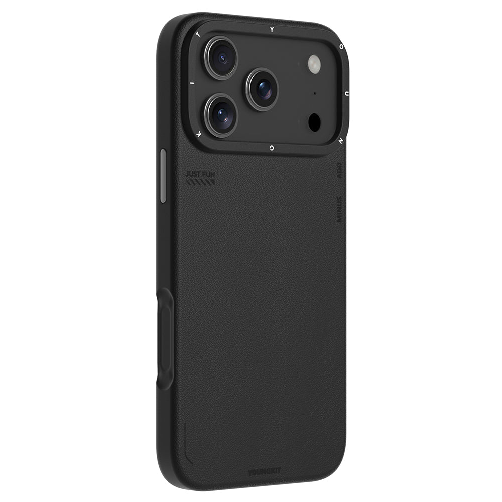 Apple iPhone 17 Pro Kılıf M-safe Şarj Özellikli Basit Mat Deri Desenli Youngkit Tech Fashion Serisi Kapak Kahverengi