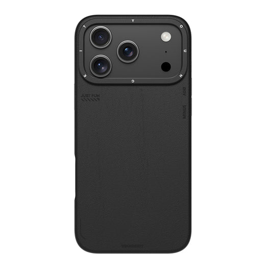 Apple iPhone 17 Pro Kılıf M-safe Şarj Özellikli Basit Mat Deri Desenli Youngkit Tech Fashion Serisi Kapak Siyah