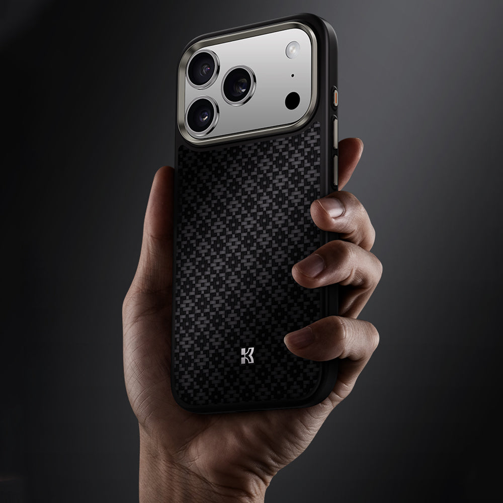 Apple iPhone 17 Pro Kılıf M-Safe Şarj Özellikli Benks ArmorPro ArmorGrid Serisi Kevlar Kapak Siyah