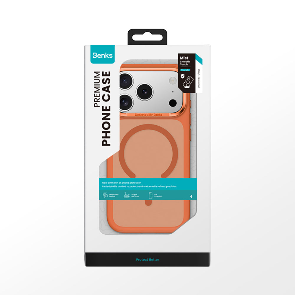 Apple iPhone 17 Pro Kılıf M-Safe Şarj Özellikli Benks Mist C-Magnet Kapak Beyaz