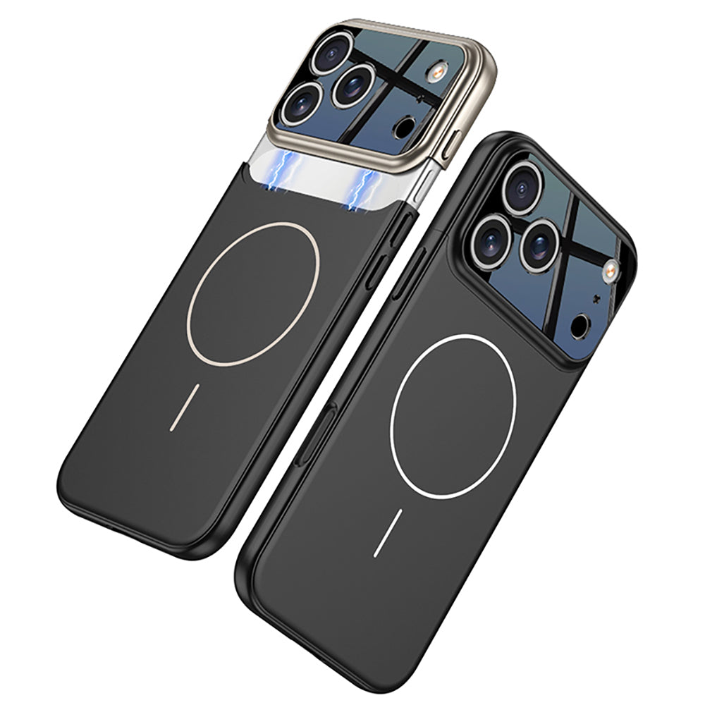 Apple iPhone 17 Pro Kılıf M-safe Şarj Özellikli Çift Parçalı Zore Napoli Kapak Turuncu-Siyah