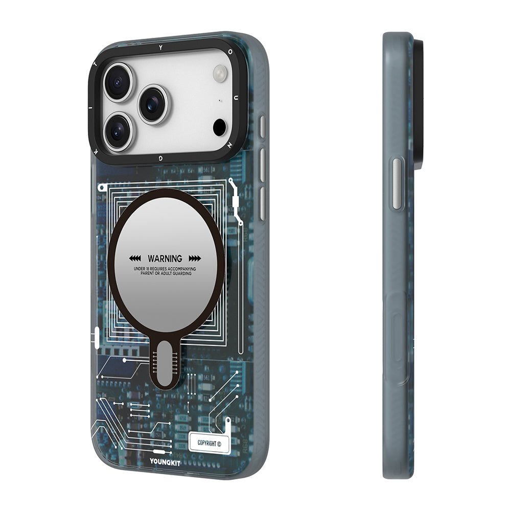 Apple iPhone 17 Pro Kılıf M-safe Şarj Özellikli Kamera Denetim Butonlu Youngkit Technology Serisi Kapak Siyah