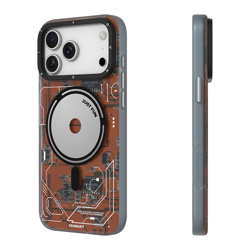 Apple iPhone 17 Pro Kılıf M-safe Şarj Özellikli Kamera Denetim Butonlu Youngkit Technology Serisi Kapak Siyah