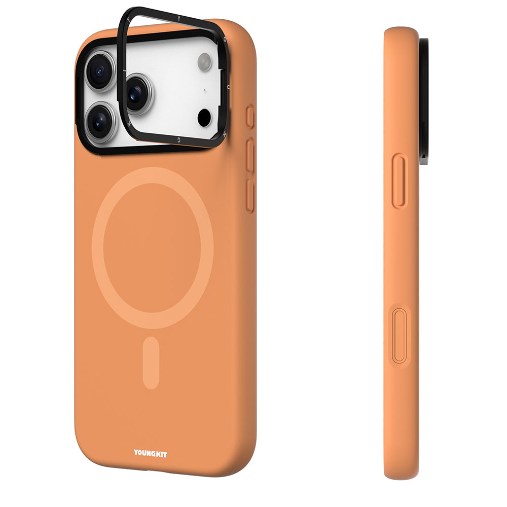 Apple iPhone 17 Pro Kılıf M-Safe Şarj Özellikli Kamera Standlı Youngkit Gel Cream Serisi Kapak Siyah