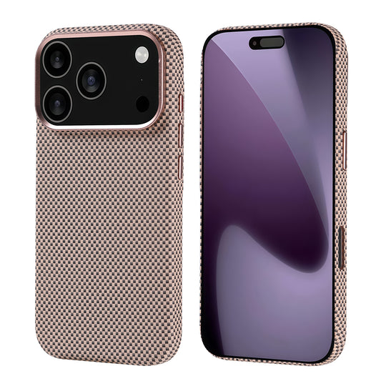 Apple iPhone 17 Pro Kılıf M-safe Şarj Özellikli Karbon Fiber Görünümlü Zore Nekst Kapak Gold