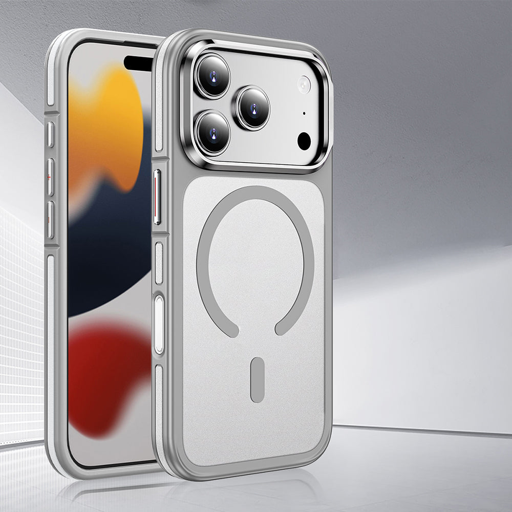 Apple iPhone 17 Pro Kılıf M-safe Şarj Özellikli Mat Görünümlü Wlons Vevo Kapak Gri