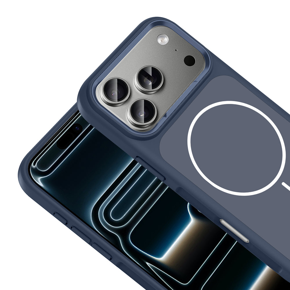 Apple iPhone 17 Pro Kılıf M-Safe Şarj Özellikli Metal Kamera Çerçeveli Zore Sanremo Silikon Kapak Beyaz