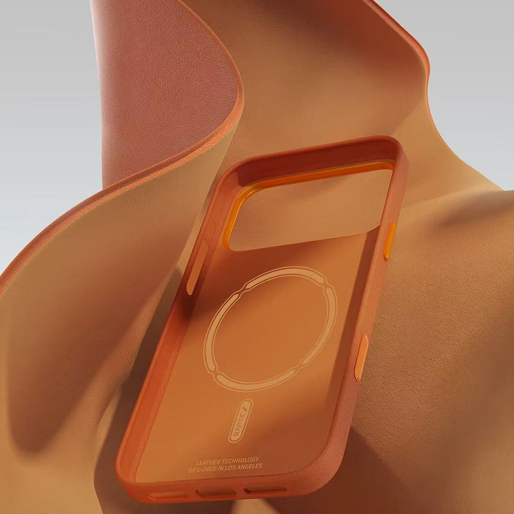 Apple iPhone 17 Pro Kılıf M-Safe Şarj Özellikli Polimerik Deri Raptic Urban Nano Kapak Turuncu
