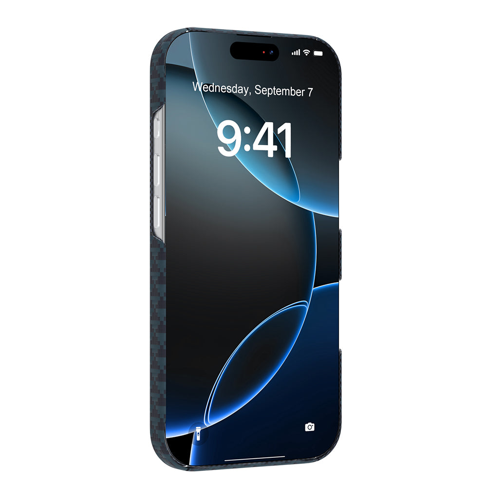 Apple iPhone 17 Pro Kılıf M-safe Şarj Özellikli Raptic Aramid Skin Origin Serisi Kapak Gold-Mavi