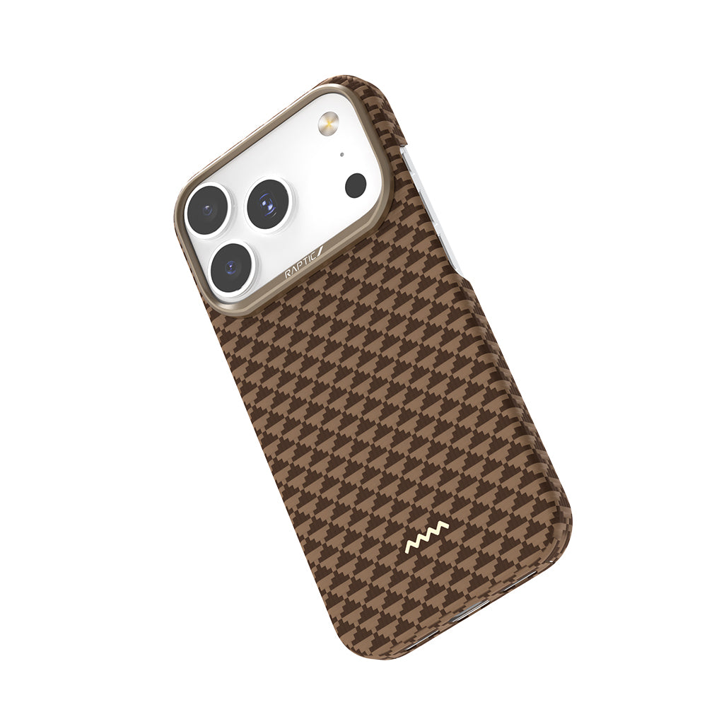 Apple iPhone 17 Pro Kılıf M-safe Şarj Özellikli Raptic Aramid Skin Origin Serisi Kapak Gold-Mavi