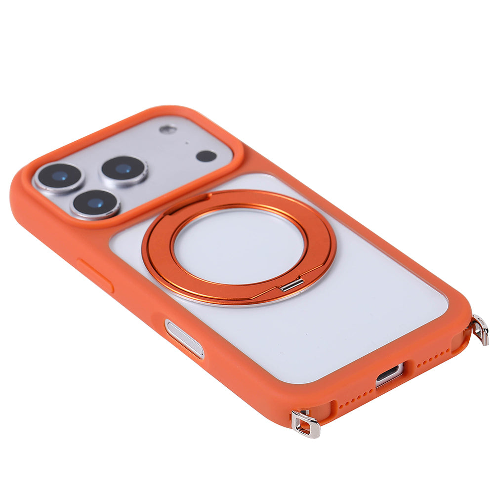 Apple iPhone 17 Pro Kılıf M-Safe Şarj Özellikli Standlı Zore Piza Silikon Kapak Lacivert