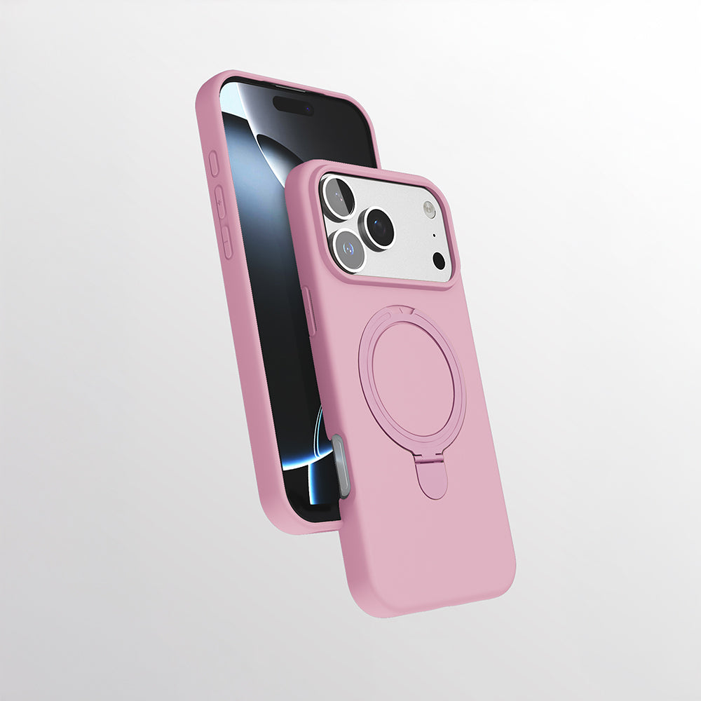 Apple iPhone 17 Pro Kılıf M-safe Şarj Özellikli Standlı Zore Samara Kapak Pembe