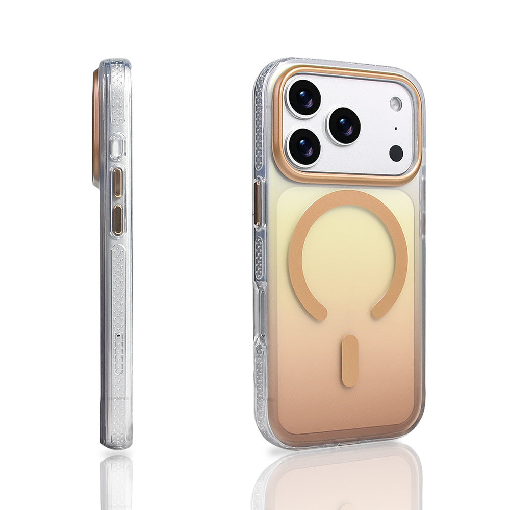 Apple iPhone 17 Pro Kılıf M-safe Şarj Özellikli Transparan Renk Geçişli Zore Toros Kapak Rose Gold