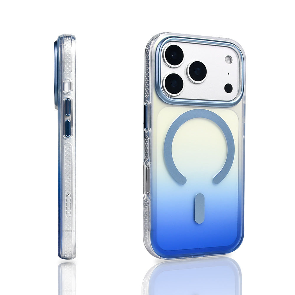 Apple iPhone 17 Pro Kılıf M-safe Şarj Özellikli Transparan Renk Geçişli Zore Toros Kapak Rose Gold