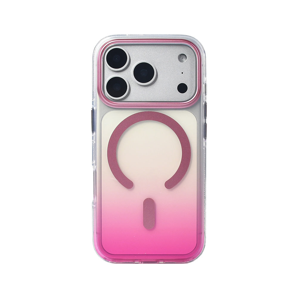 Apple iPhone 17 Pro Kılıf M-safe Şarj Özellikli Transparan Renk Geçişli Zore Toros Kapak Rose Pembe