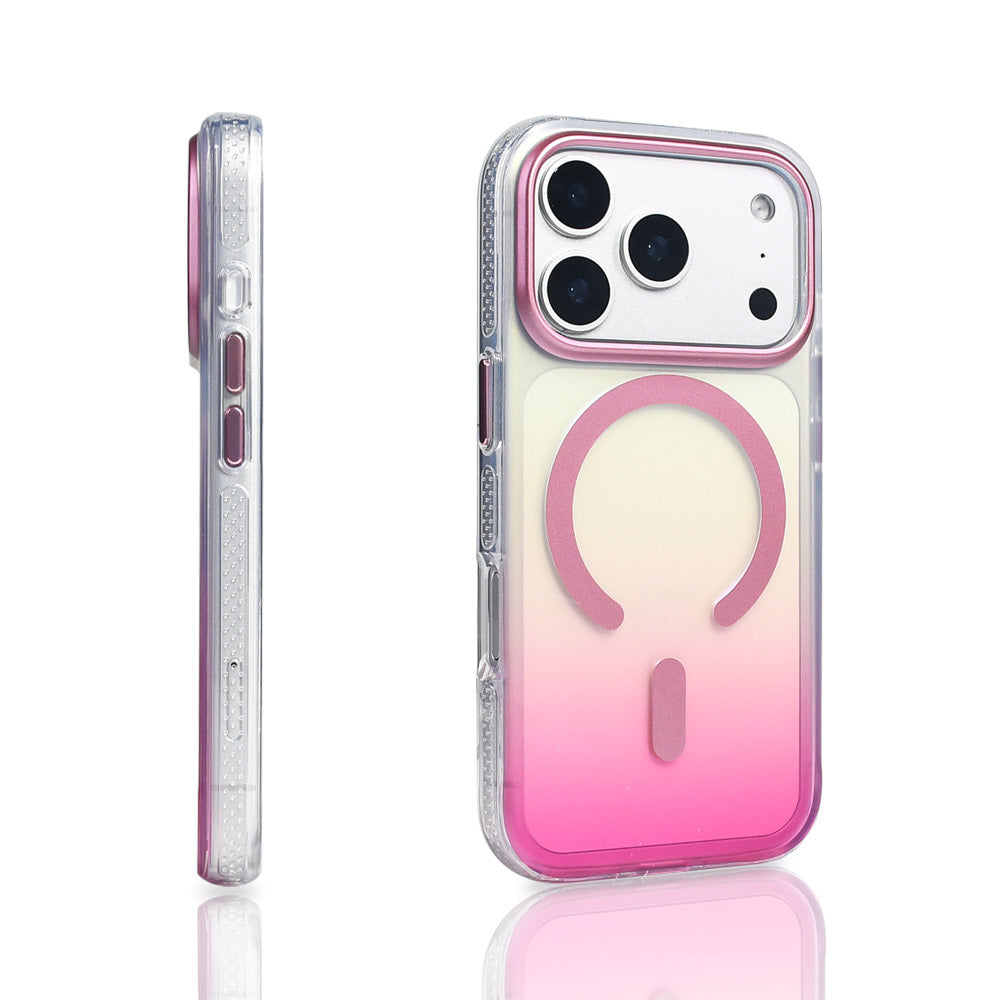 Apple iPhone 17 Pro Kılıf M-safe Şarj Özellikli Transparan Renk Geçişli Zore Toros Kapak Mavi