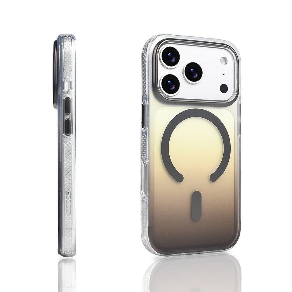 Apple iPhone 17 Pro Kılıf M-safe Şarj Özellikli Transparan Renk Geçişli Zore Toros Kapak Gri