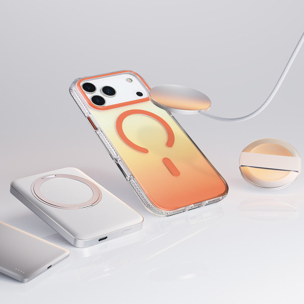 Apple iPhone 17 Pro Kılıf M-safe Şarj Özellikli Transparan Renk Geçişli Zore Toros Kapak Gri