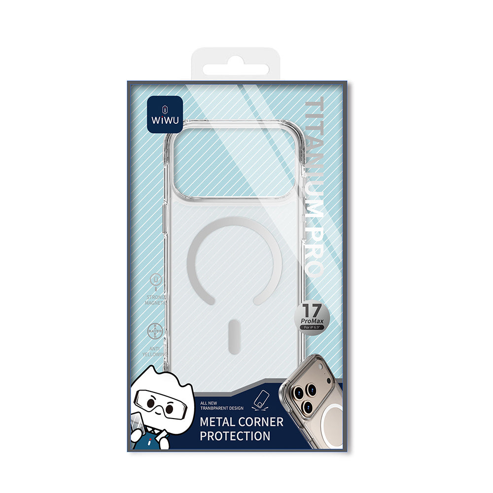 Apple iPhone 17 Pro Kılıf M-safe Şarj Özellikli Wiwu MCC-702 Titanyum Pro Serisi Sert PC Kapak Siyah