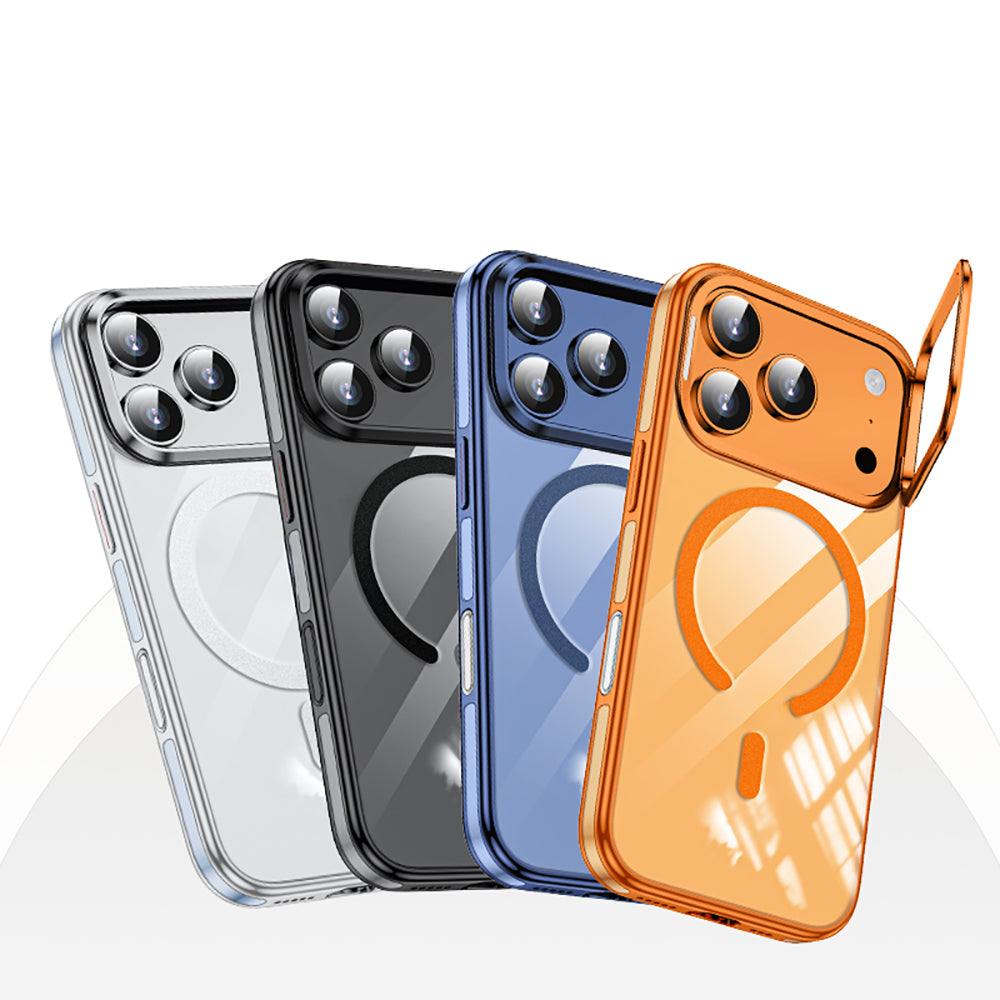 Apple iPhone 17 Pro Kılıf M-safe Şarj Özellikli Wlons Standlı Efsane Kapak Siyah