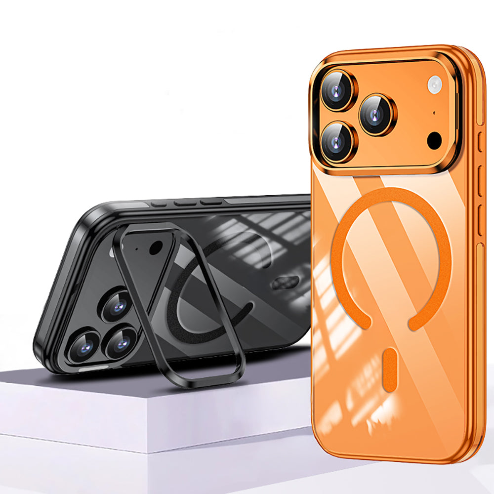 Apple iPhone 17 Pro Kılıf M-safe Şarj Özellikli Wlons Standlı Efsane Kapak Siyah