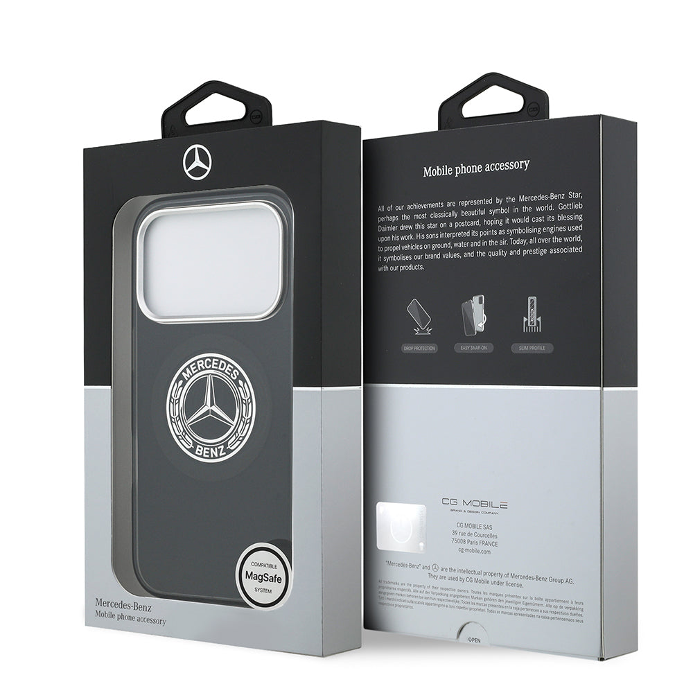 Apple iPhone 17 Pro Kılıf Mercedes Benz Orjinal Lisanslı M-safe Şarj Özellikli Çift Katmanlı PC Nostaljik Yıldız Dizayn Kapak Füme