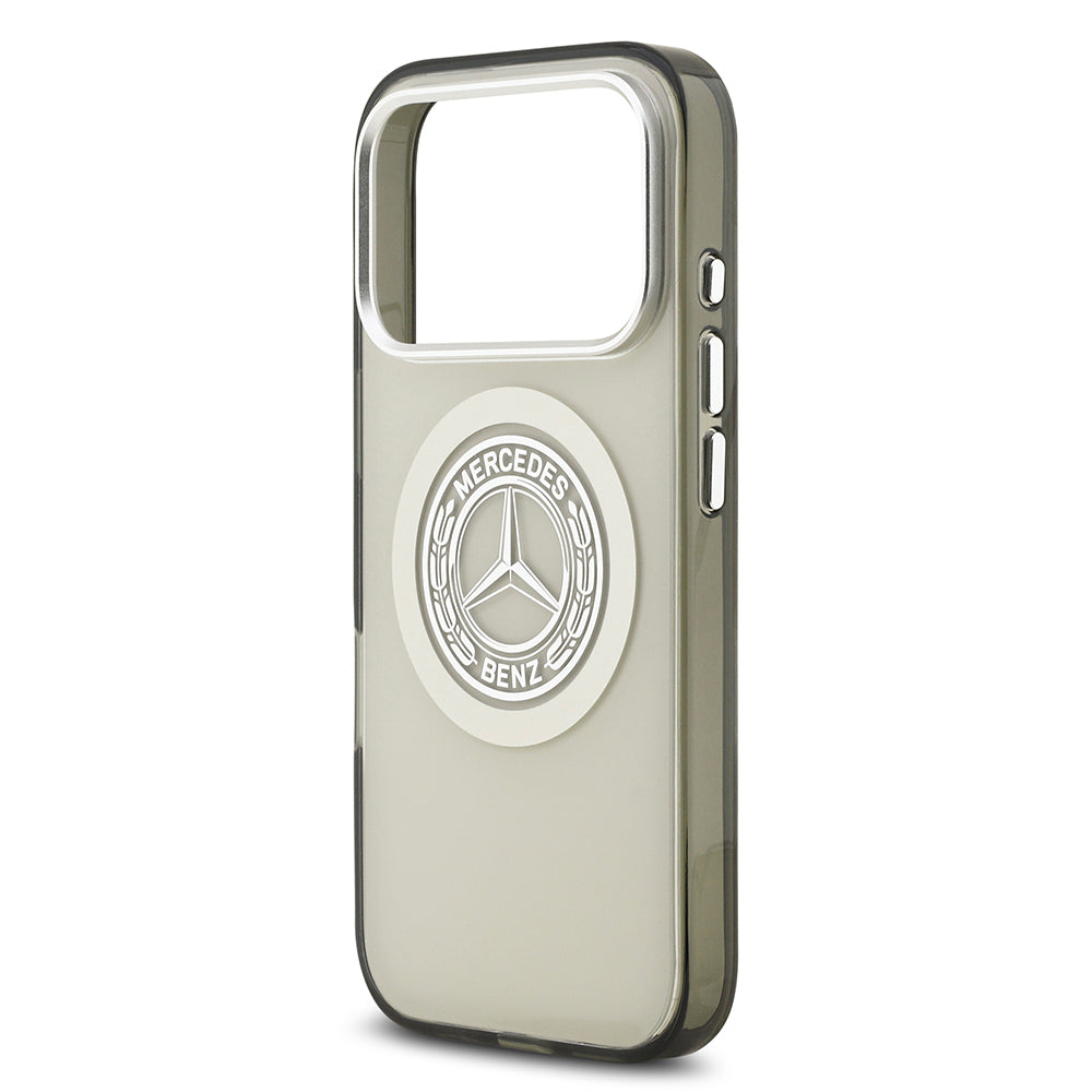 Apple iPhone 17 Pro Kılıf Mercedes Benz Orjinal Lisanslı M-safe Şarj Özellikli Çift Katmanlı PC Nostaljik Yıldız Dizayn Kapak Gri
