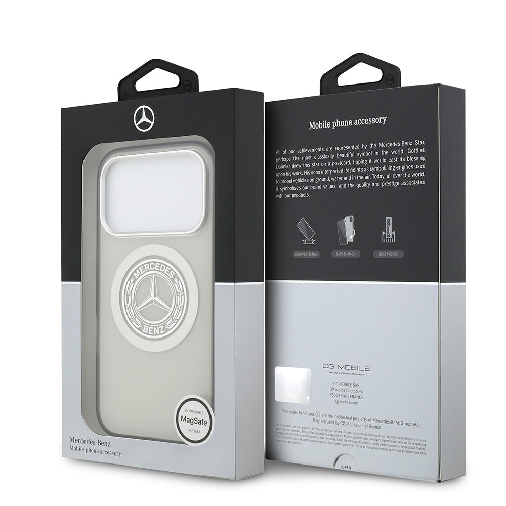 Apple iPhone 17 Pro Kılıf Mercedes Benz Orjinal Lisanslı M-safe Şarj Özellikli Çift Katmanlı PC Nostaljik Yıldız Dizayn Kapak Füme