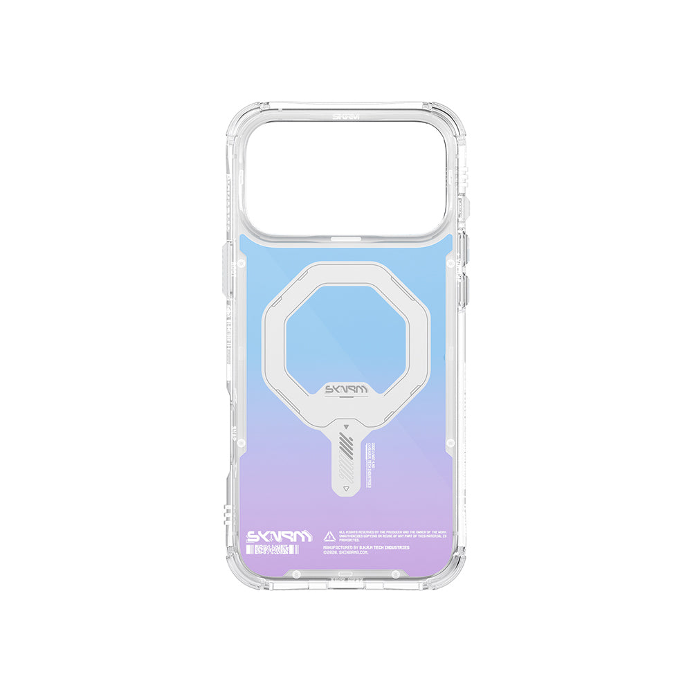 Apple iPhone 17 Pro Kılıf Skinarma M-Safe Şarj Özellikli IML Baskılı Holografik MYST Kapak Colorful