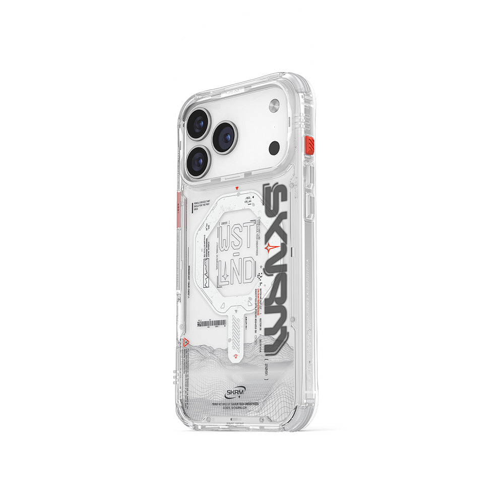 Apple iPhone 17 Pro Kılıf Skinarma M-safe Şarj Özellikli Yazı Desenli Airbag Tasarımlı Sonix Kapak Siyah