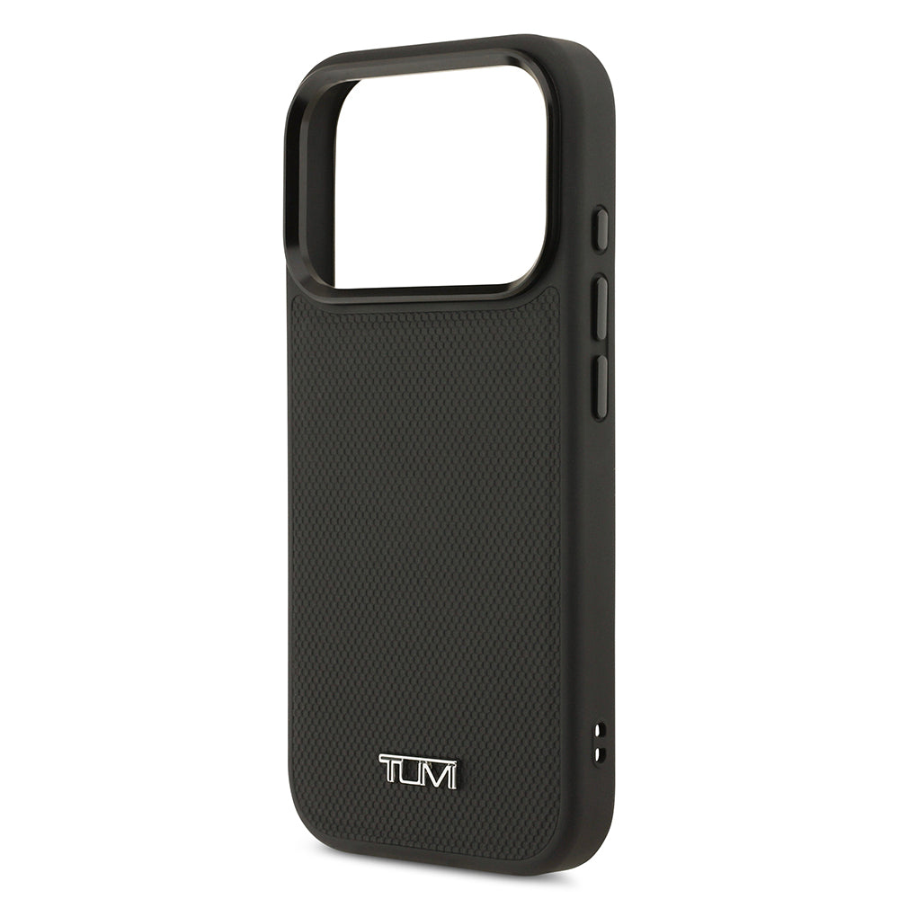 Apple iPhone 17 Pro Kılıf TUMI M-safe Şarj Özellikli Deri Noktalı Dizayn Kapak Siyah