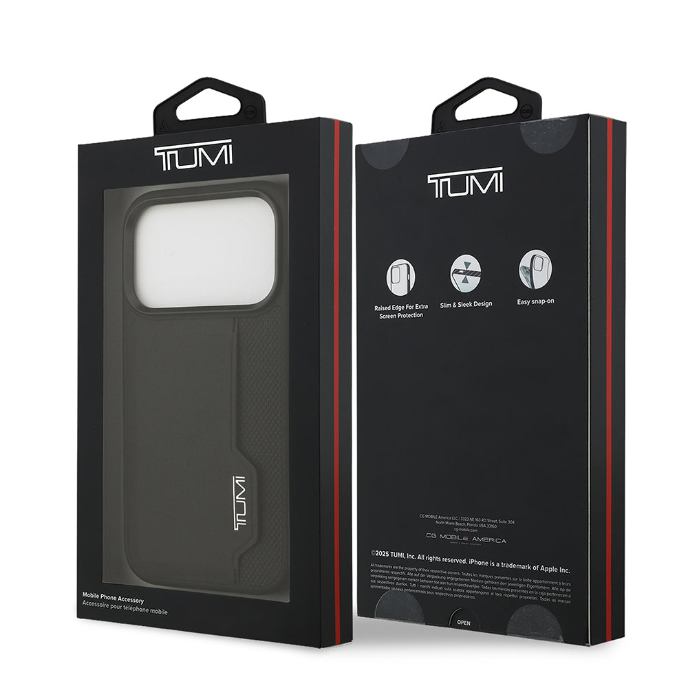 Apple iPhone 17 Pro Kılıf TUMI Orjinal Lisanslı Deri Dikey Kartlıklı Kapak Siyah