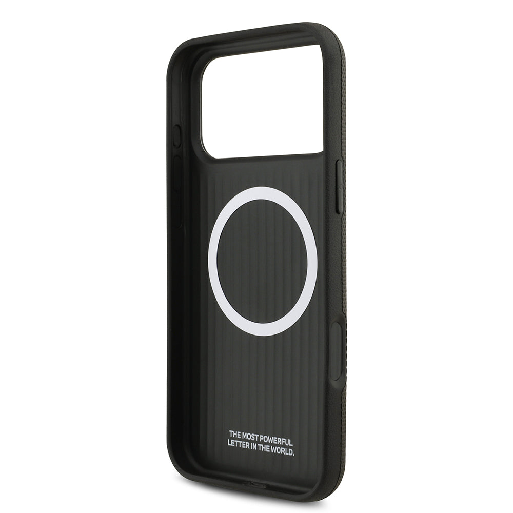 Apple iPhone 17 Pro Max Kılıf BMW Orjinal Lisanslı M-safe Şarj Özellikli Metal Logolu Delikli M Dizayn Deri Kapak Kırmızı