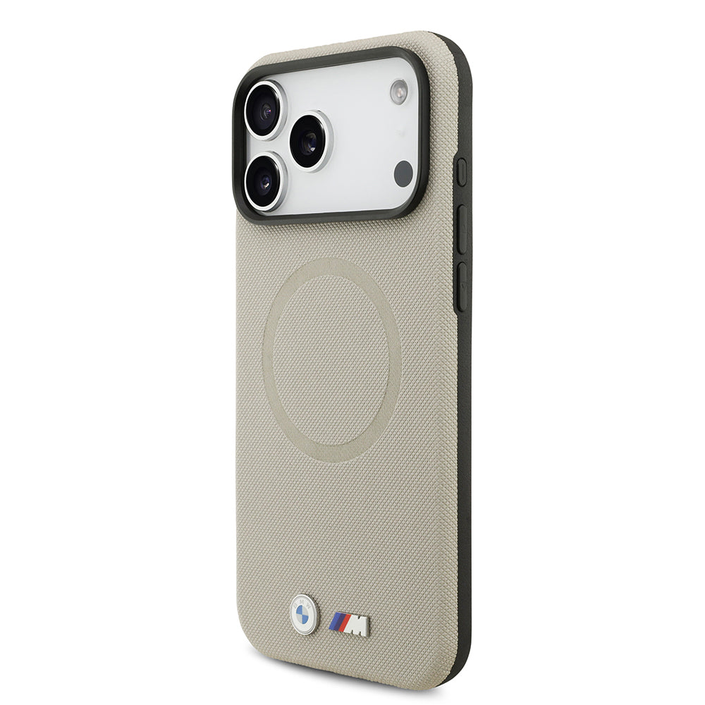 Apple iPhone 17 Pro Max Kılıf BMW Orjinal Lisanslı M-safe Şarj Özellikli Metal Logolu Delikli M Dizayn Deri Kapak Füme