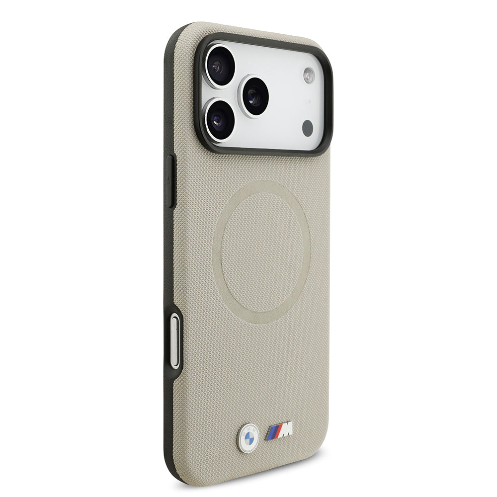 Apple iPhone 17 Pro Max Kılıf BMW Orjinal Lisanslı M-safe Şarj Özellikli Metal Logolu Delikli M Dizayn Deri Kapak Kırmızı