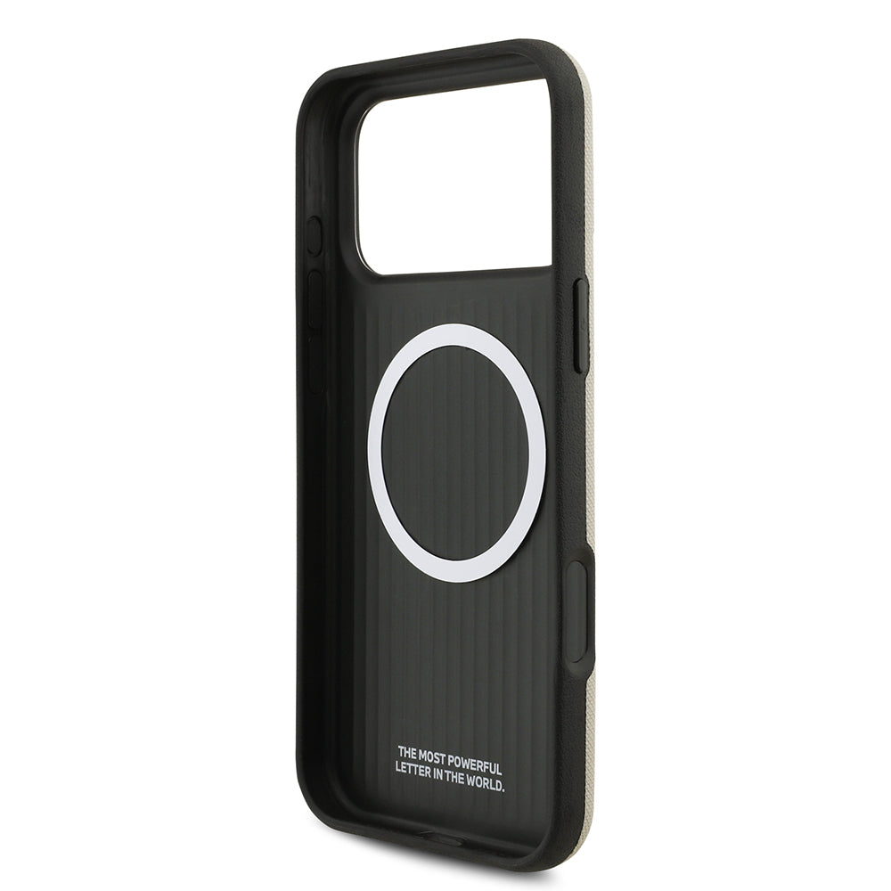 Apple iPhone 17 Pro Max Kılıf BMW Orjinal Lisanslı M-safe Şarj Özellikli Metal Logolu Delikli M Dizayn Deri Kapak Siyah