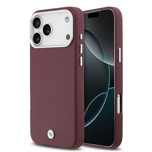 Apple iPhone 17 Pro Max Kılıf BMW Orjinal Lisanslı M-safe Şarj Özellikli Metal Logolu Tam Kaplama Deri Kapak Kırmızı