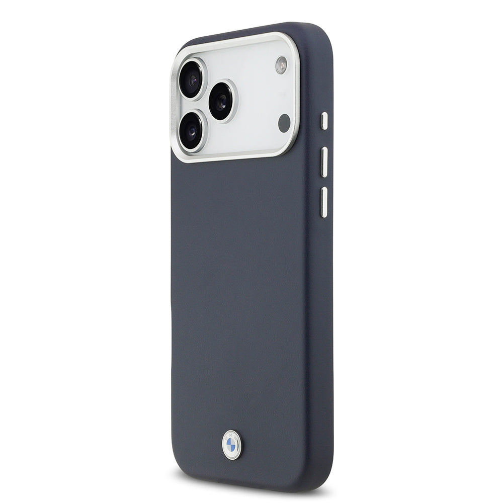 Apple iPhone 17 Pro Max Kılıf BMW Orjinal Lisanslı M-safe Şarj Özellikli Metal Logolu Tam Kaplama Deri Kapak Lacivert