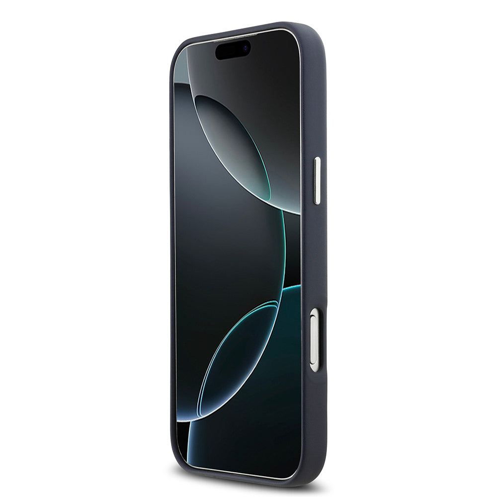 Apple iPhone 17 Pro Max Kılıf BMW Orjinal Lisanslı M-safe Şarj Özellikli Metal Logolu Tam Kaplama Deri Kapak Lacivert