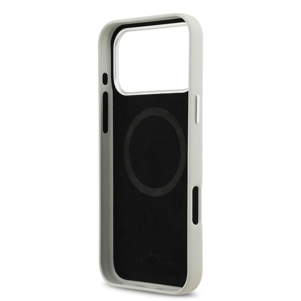 Apple iPhone 17 Pro Max Kılıf BMW Orjinal Lisanslı M-safe Şarj Özellikli Metal Logolu Tam Kaplama Deri Kapak Lacivert