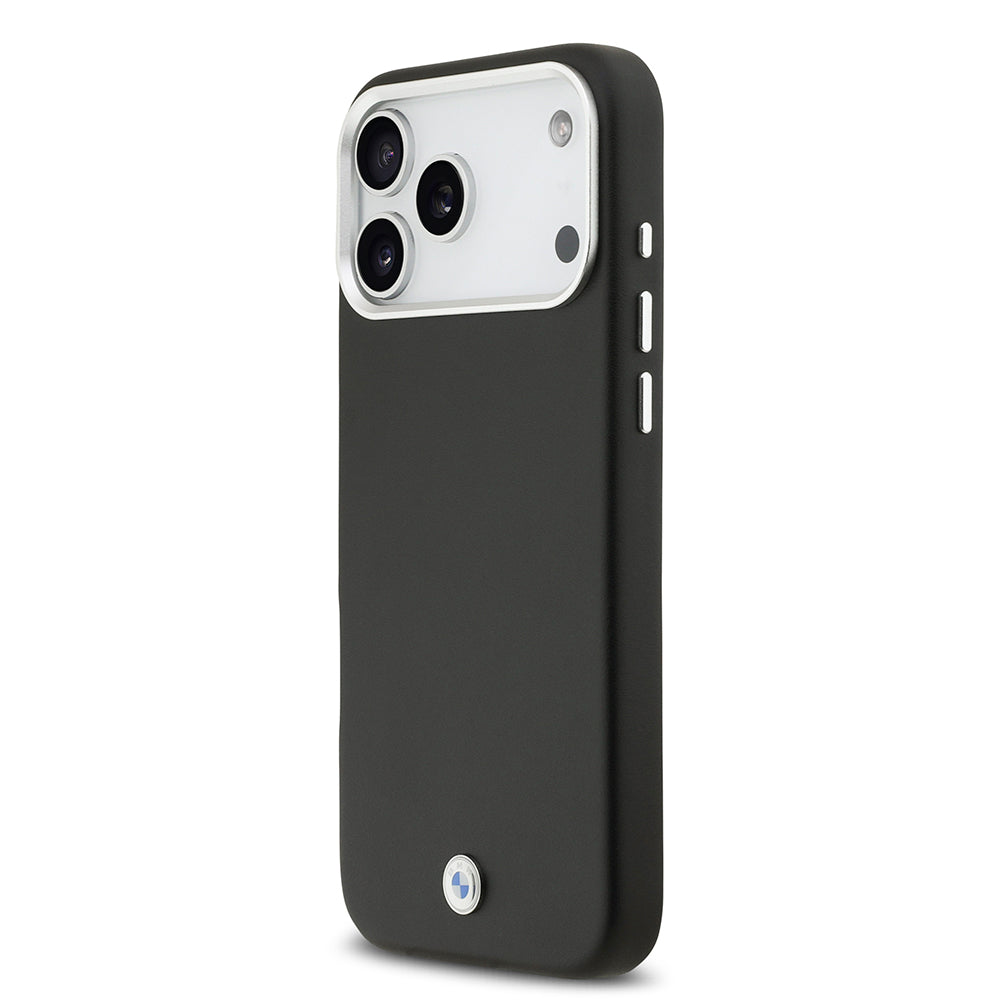 Apple iPhone 17 Pro Max Kılıf BMW Orjinal Lisanslı M-safe Şarj Özellikli Metal Logolu Tam Kaplama Deri Kapak Gri