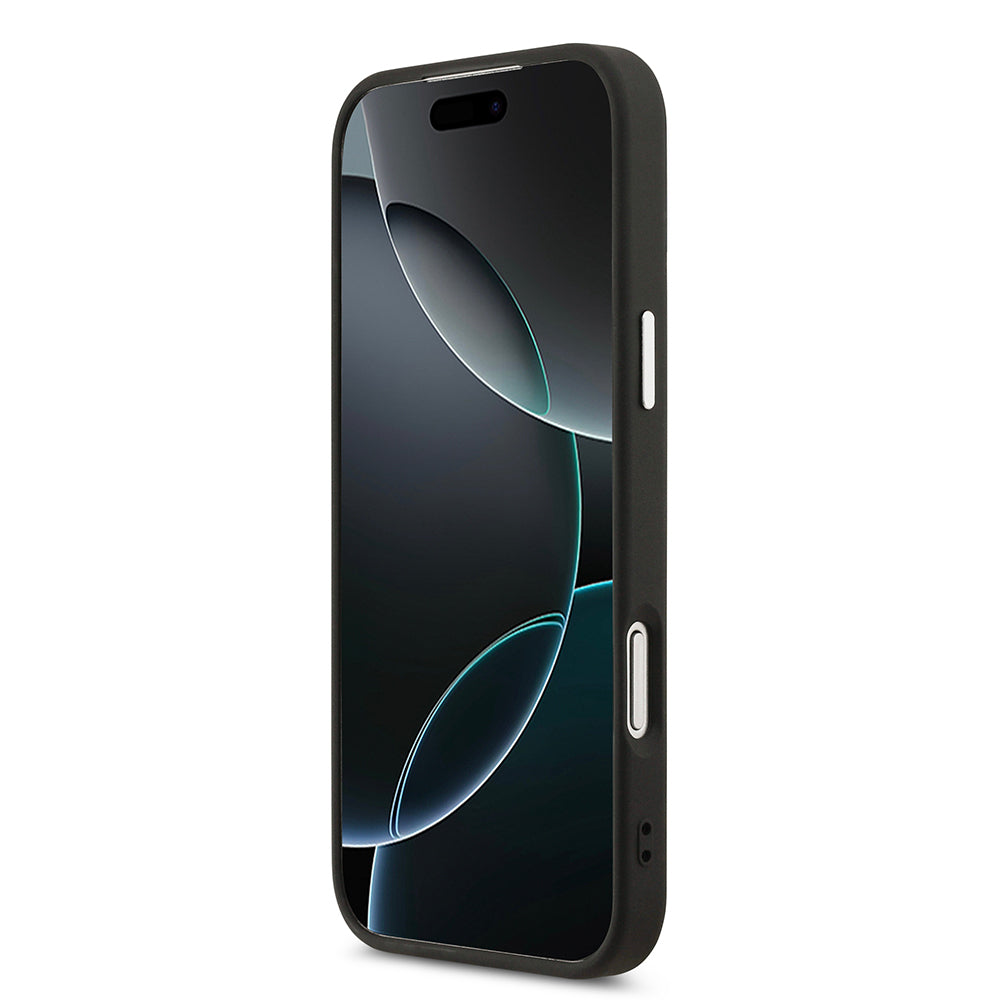 Apple iPhone 17 Pro Max Kılıf DKNY Orjinal Lisanslı M-safe Şarj Özellikli PU Deri Kabartmalı Kapak Siyah