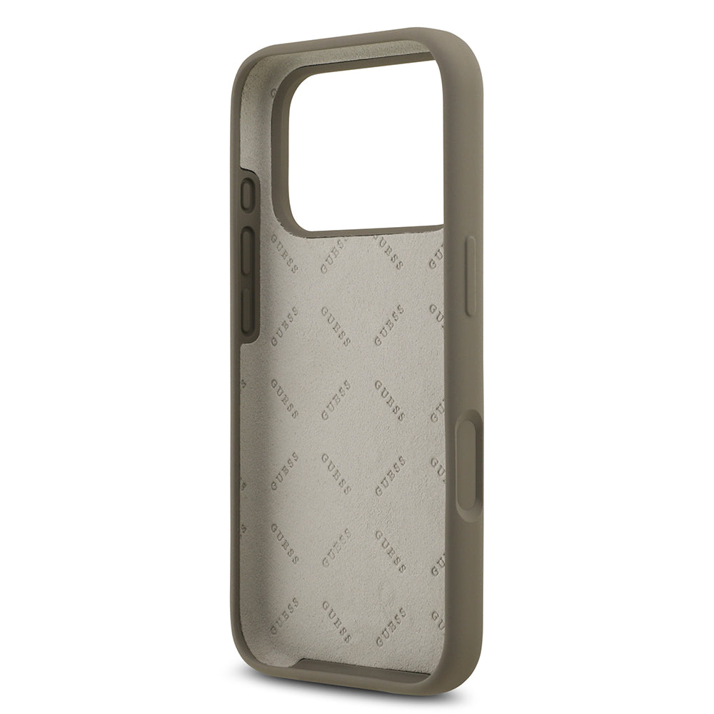 Apple iPhone 17 Pro Max Kılıf Guess Orjinal Lisanslı Grained Yazı Logolu Kapak Siyah