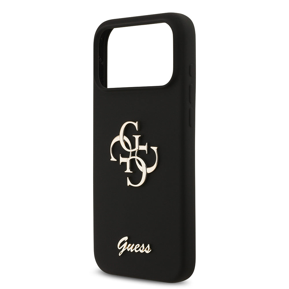 Apple iPhone 17 Pro Max Kılıf Guess Orjinal Lisanslı Grained Yazı Logolu Kapak Pembe