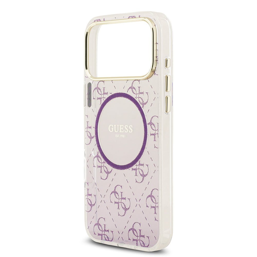 Apple iPhone 17 Pro Max Kılıf Guess Orjinal Lisanslı M-safe Şarj Özellikli 4G Desenli Simli Silikon Kapak Gri