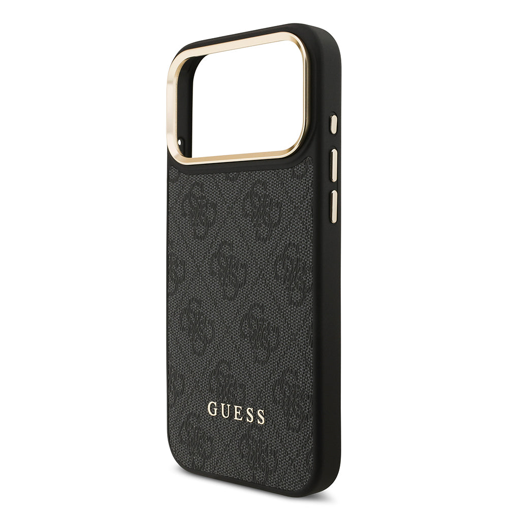 Apple iPhone 17 Pro Max Kılıf Guess Orjinal Lisanslı M-safe Şarj Özellikli Askılı ve 4G Logo Kartlıklı Kapak Siyah