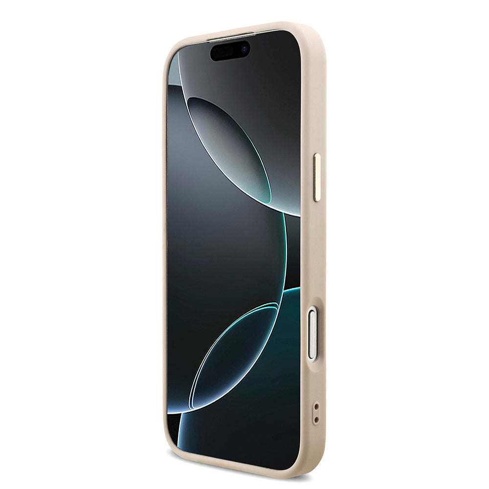 Apple iPhone 17 Pro Max Kılıf Guess Orjinal Lisanslı M-safe Şarj Özellikli Taşlı Üçgen Logo 4G Desenli Kapak Siyah