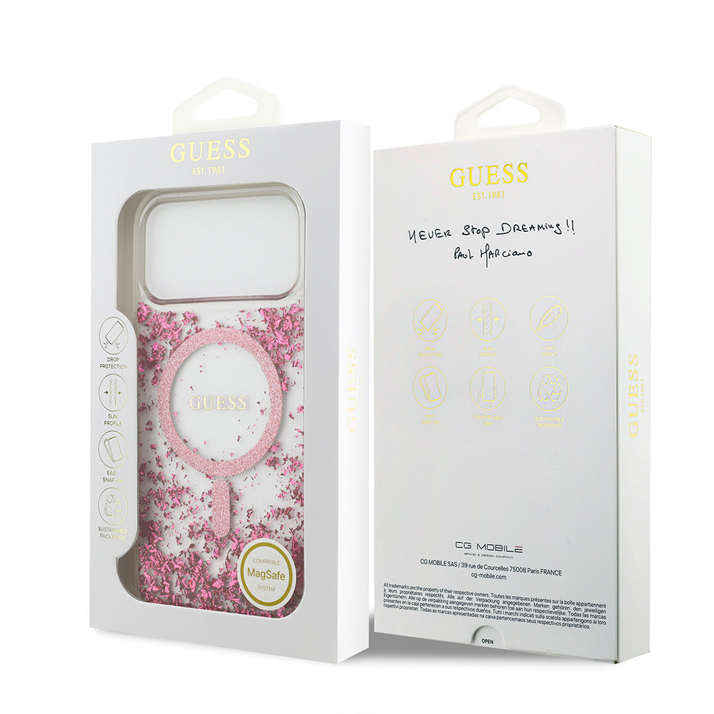 Apple iPhone 17 Pro Max Kılıf Guess Orjinal Lisanslı M-safe Şarj Özellikli Transparan Resin Bottom Kapak Gold