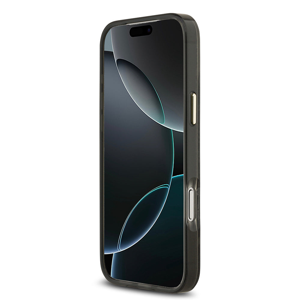 Apple iPhone 17 Pro Max Kılıf Guess Orjinal Lisanslı M-safe Şarj Özellikli Yazı Logolu Python Desenli Kapak Kahverengi