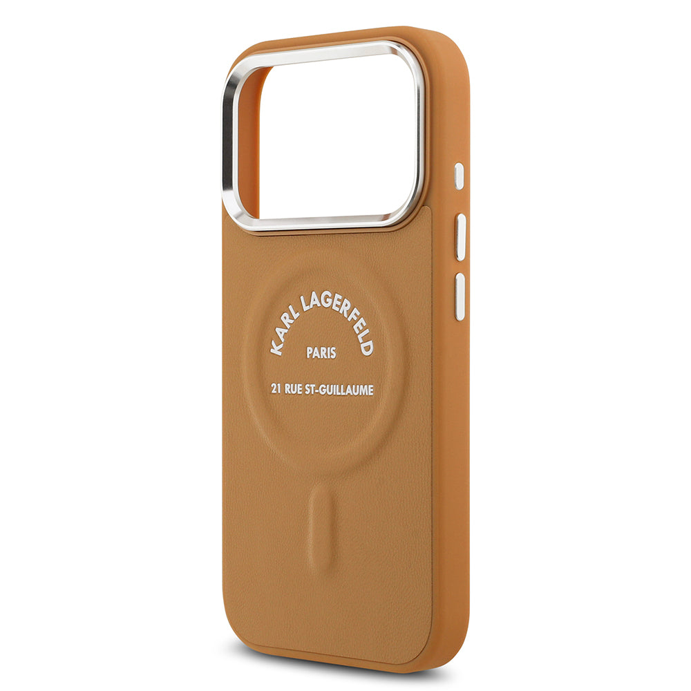 Apple iPhone 17 Pro Max Kılıf Karl Lagerfeld Orjinal Lisanslı M-safe Şarj Özellikli Metal Kamera ve Buton Tasarımlı Paris RSG PU Deri Kapak Siyah